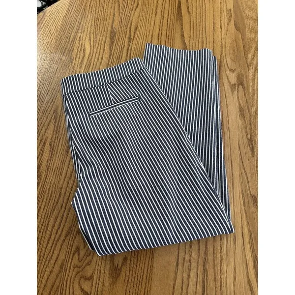 LOFT Women's Blue/White Striped The Riviera Slim Ankle Pants -6 - Image 11