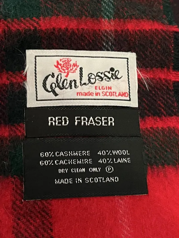 Glen Lossie Scarf Womens One Size Red Fraser Plaid Cashmere Wool Fringe Scotland - Image 5