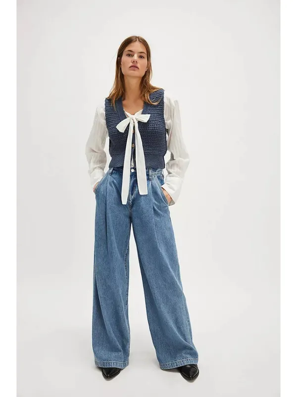 FREE PEOPLE Ava Knit Vest in Blue Size Small - Image 9
