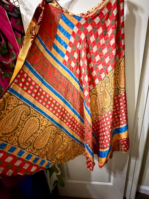 Indian Silk Reversible Wrap Skirt Yellow - Image 7