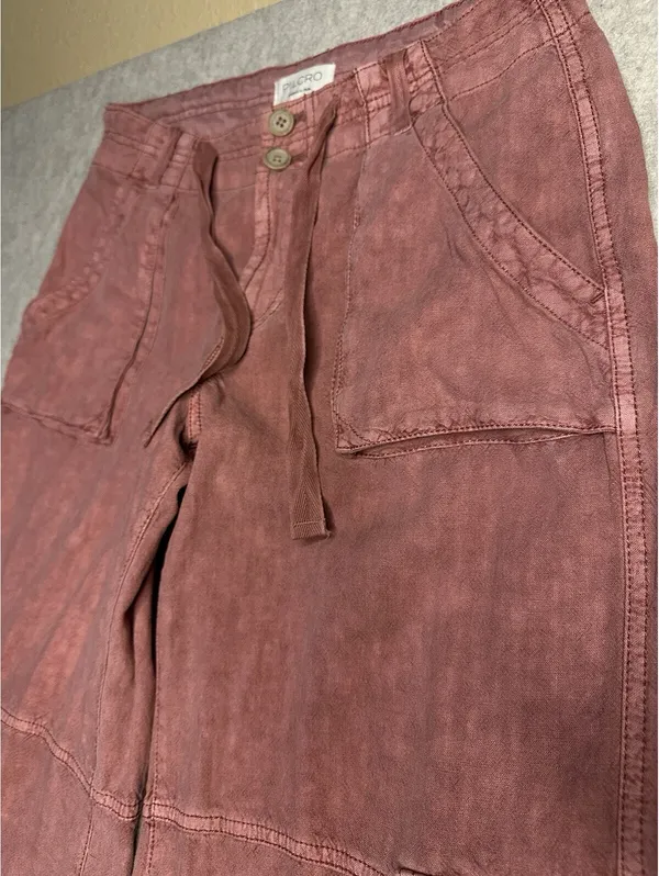 Anthro Pilcro Pink Beach Cargo Linen Blend Wide Leg Women’s 26 - Image 9