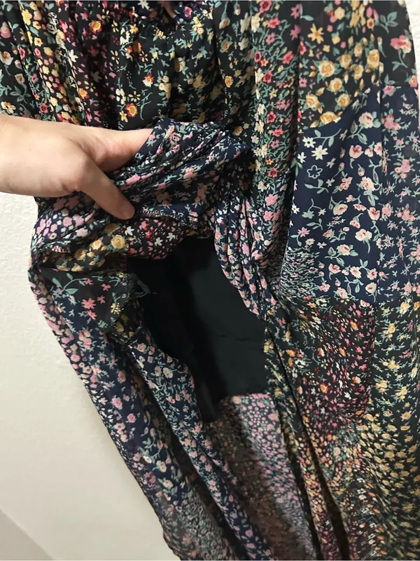 Lulus Neva Navy Floral Off Shoulder Maxi Dress Small Boho Garden Party - Image 6