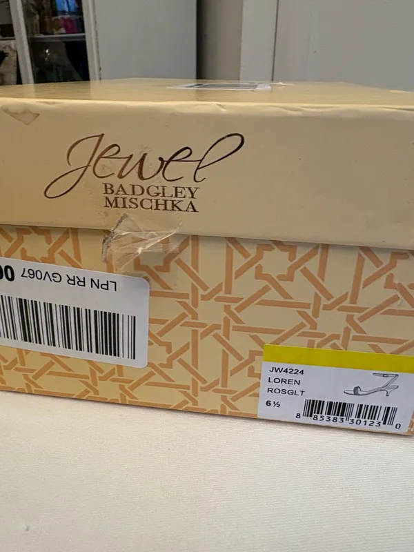 Badgley Mischka Loren Rose Gold Glitter Ankle-Strap Sandals Size 6.5 New in box - Image 8