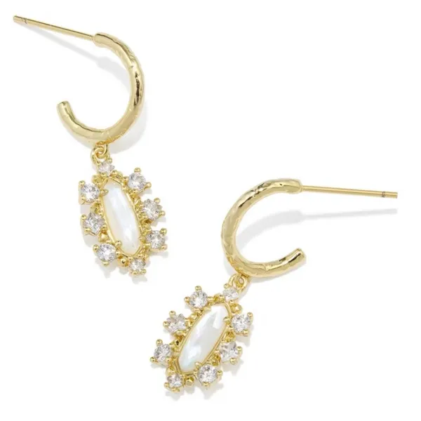 Kendra Scott - Emma Crystal Framed Huggie Earrings - White/Gold - Image 2