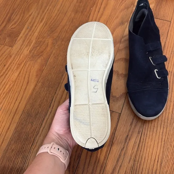 Stuart Weitzman Navy Blue Suede Triple‎ Strap Sneakers Women's 9.5 M 73188 - Image 14