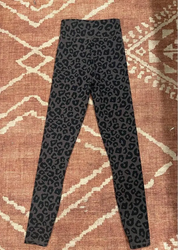 Abercrombie & Fitch XXS Cheetah print High Waisted Leggings Gray Black - Image 4