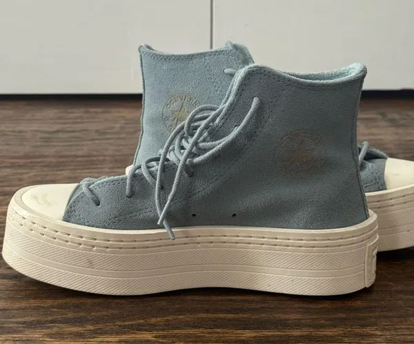 Converse Light Blue Suede Platform Sneakers - Image 2