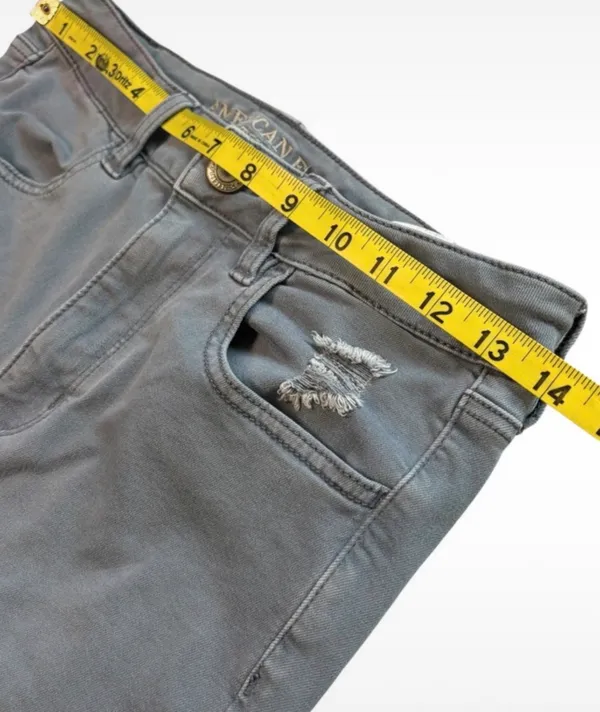 American Eagle Grey Distressed Skinny Jeans Super Stretch X Size 6 Regular - Image 8