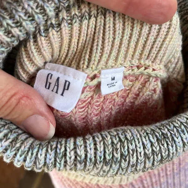 Gap Women's Marled Cotton Turtleneck Sweater Colorful Stripe Size M - Image 3