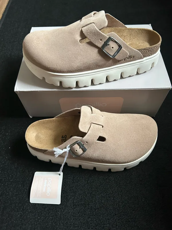 BIRKENSTOCK Boston leather platform clogs mules slip on shoes eur 40 new - Image 8