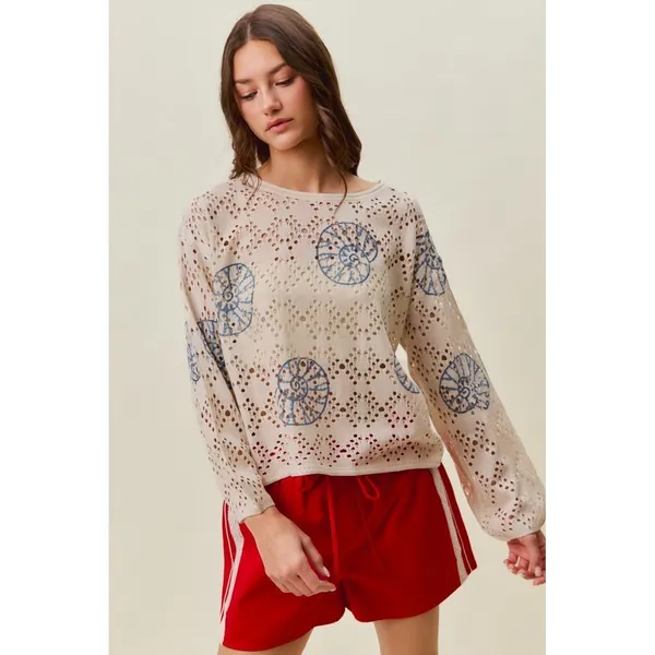 SO ME Seashell Lightweight Sweater Top - Image 7