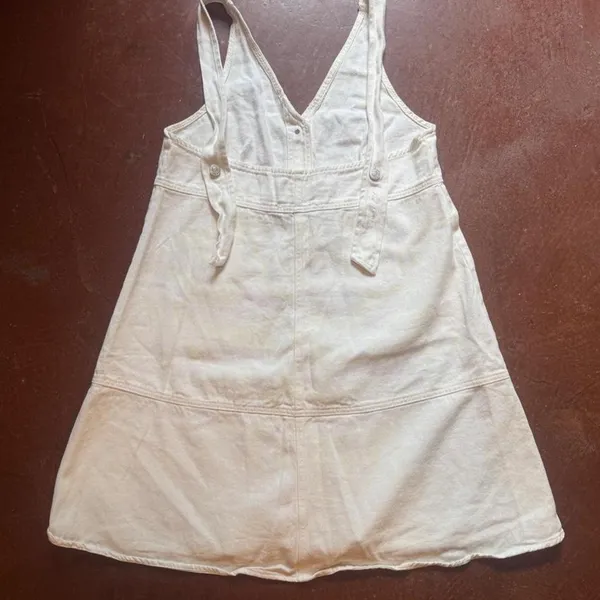 Davi & Dani White Button Front Pinafore Overall Dress Medium - Image 3