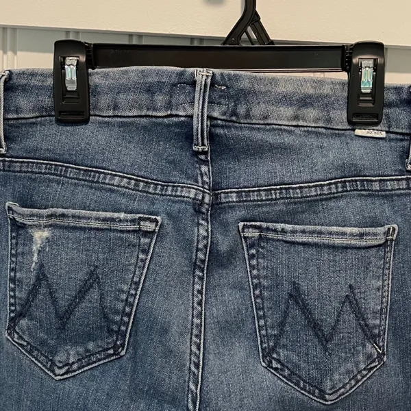 Mother Looker Ankle Chew Jeans Womens 25 Blue High Waisted Skinny Raw Hem Denim - Image 6