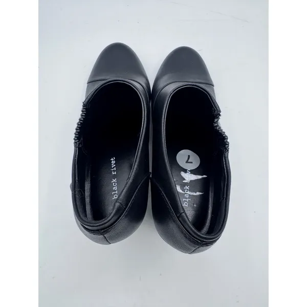 Black Rivet 7 Black Ankle Booties‎ Women's Tira Block Heel Elastic Gore - Image 6