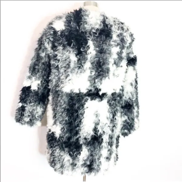 Zara tricolor‎ texturized faux fur jacket - Image 6