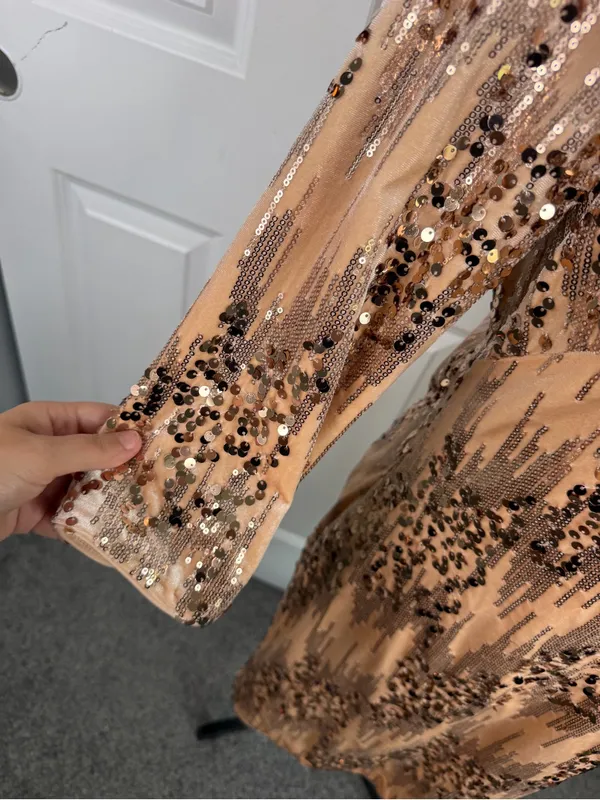 Eliza J Size 12 Rose Gold Sequin 3/4 Sleeve Cocktail Party Dress NWOT - Image 6