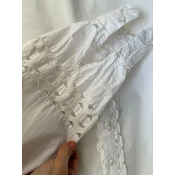 Talbots White Cotton Poplin Eyelet Blouse | Size Small - Image 3