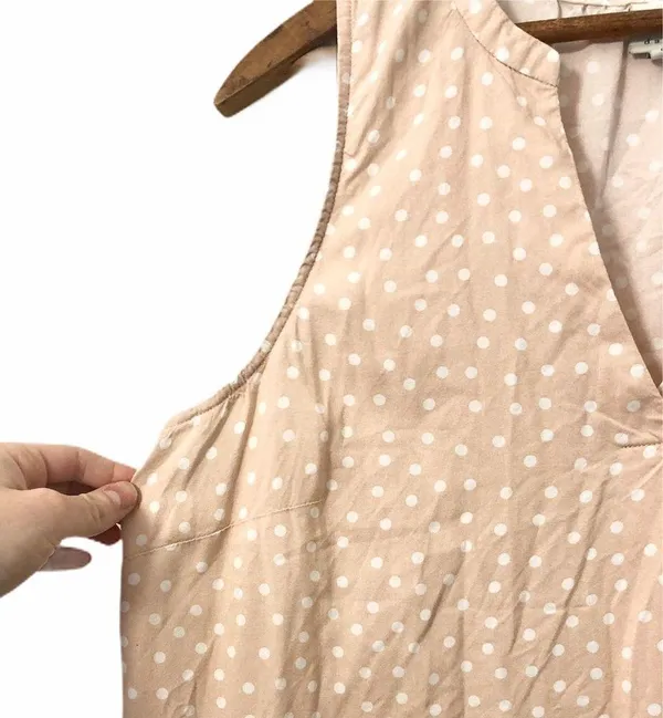 Peachy & White Polka Dot Sleeveless Blouse - Image 4