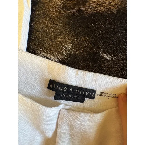 Alice + Olivia Classic White Wide Leg Trousers Size 4 - Image 2