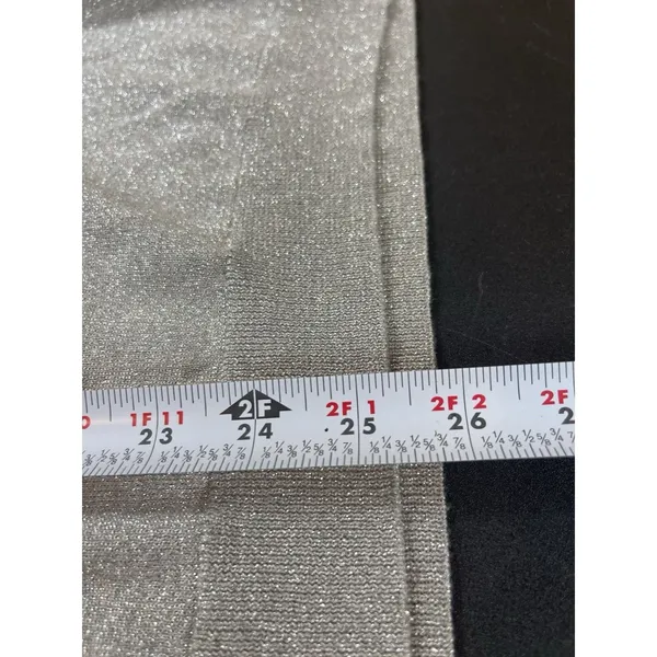 Lauren Ralph Lauren Faux Wrap Silver Shimmer Silk Blend Long Sleeve Sweater XL - Image 7