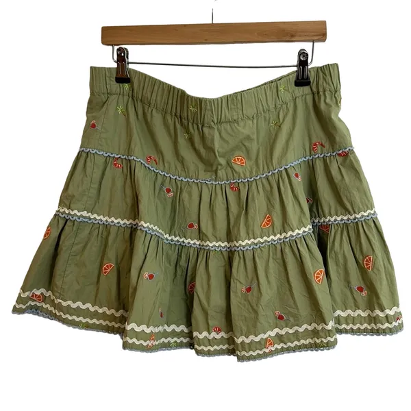 Roller Rabbit Ocaso Ashton Skirt Womens Size 36” XXS Green Fruit Shrimp Spritz - Image 4