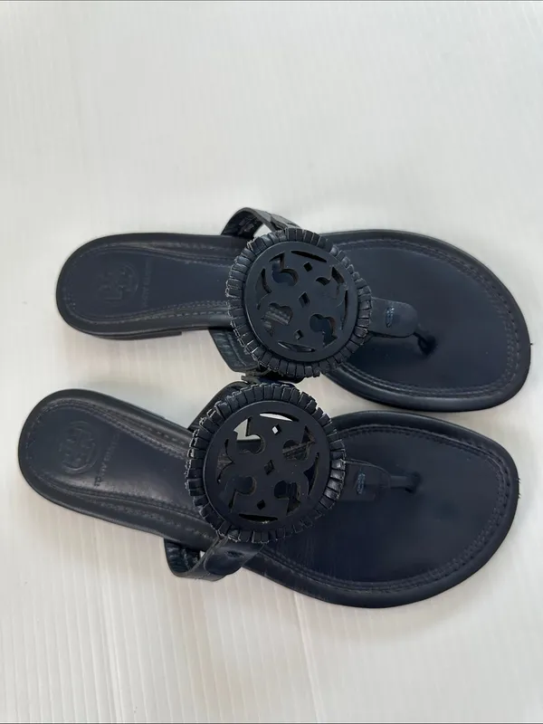Tory Burch Navy Miller Fringe Sandals Navy, 6.5 - Image 2