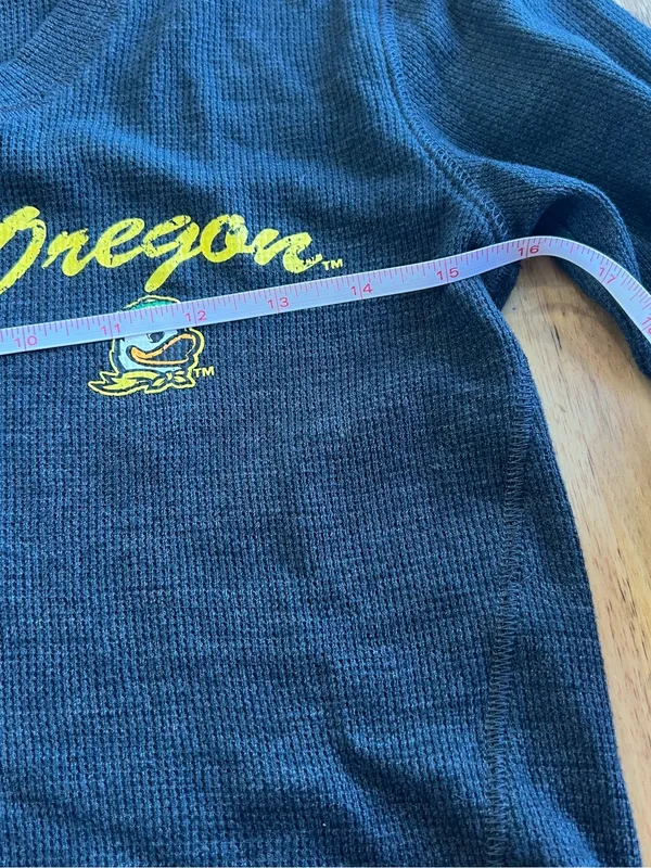 Oregon Ducks Thermal Henley Top Women’s Small Black Waffle Knit - Image 6