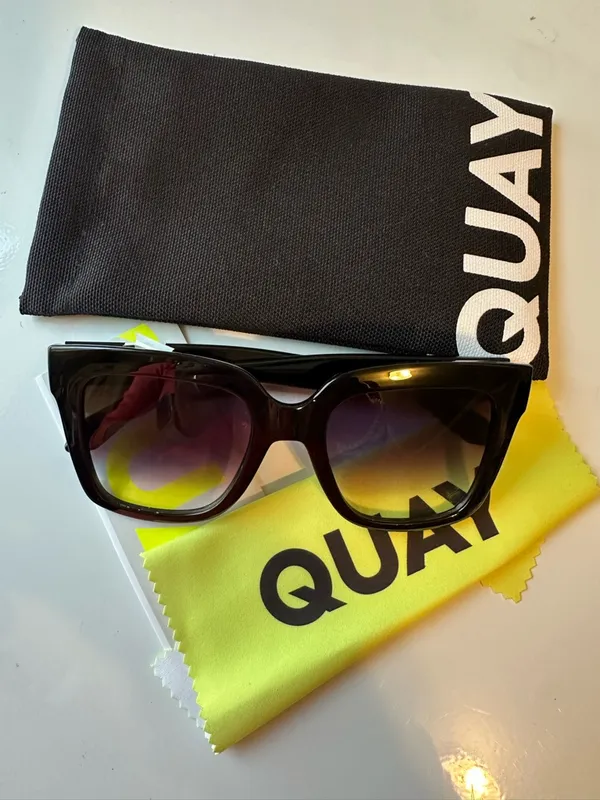 Quay Australia ICY 52mm Black Square Sunglasses purple Gradient Lenses NIB - Image 4