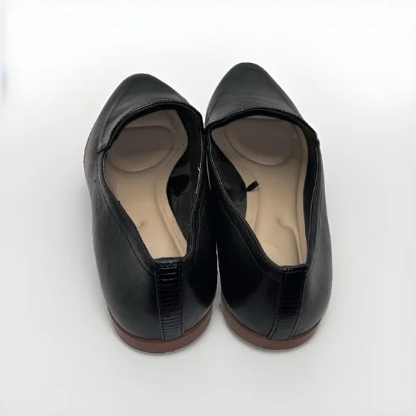 New Vince Camuto Womens Finetta Black Leather Embossed Pointed Toe‎ Loafers 9 - Image 4