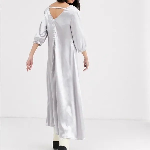 Native Youth Long Maxi Dress Silver Mismatched Buttons Women’s Small NEW - Image 2