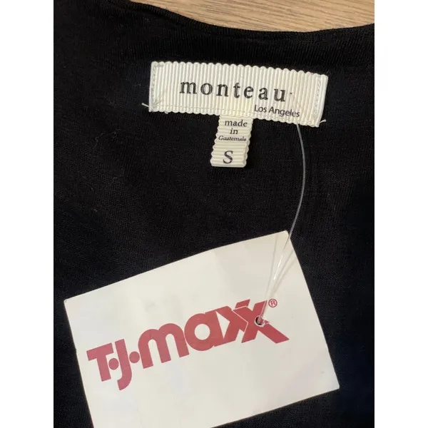 Monteau Maxi Dress Size S Black V Neck Sheer Accent Racerback NWT - Image 2