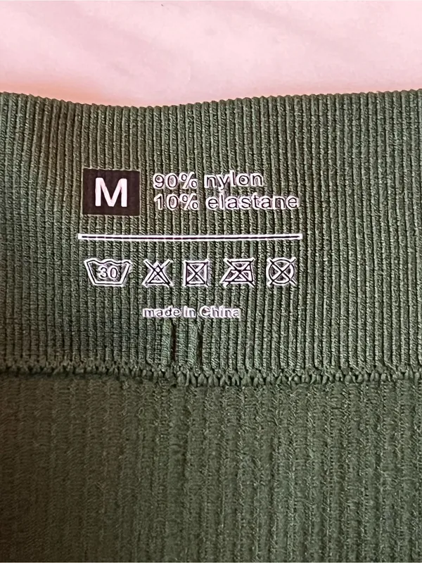 Source Unknown Olive Green Ribbed Seamless Activewear Set Sports Bra Leggings Yoga Gym M - Image 7