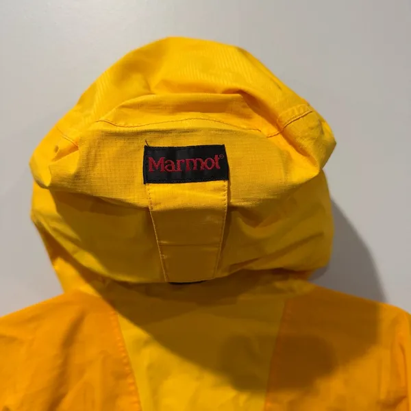 Marmot Ski Jacket‎ Medium Yellow Hood Waterproof Systems Nylon Vintage - Image 7