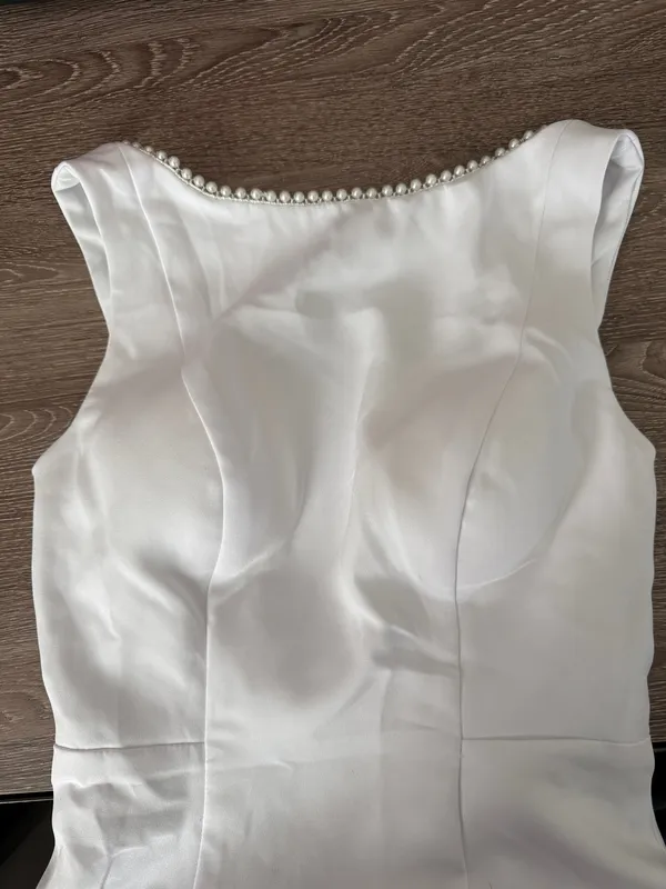 Amazon pearl lined white mini dress graduation bridal - Image 3
