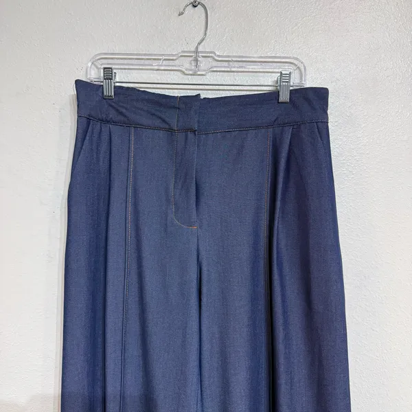 Zara Dark Chambray Wide Leg Trousers Sz M - Image 3