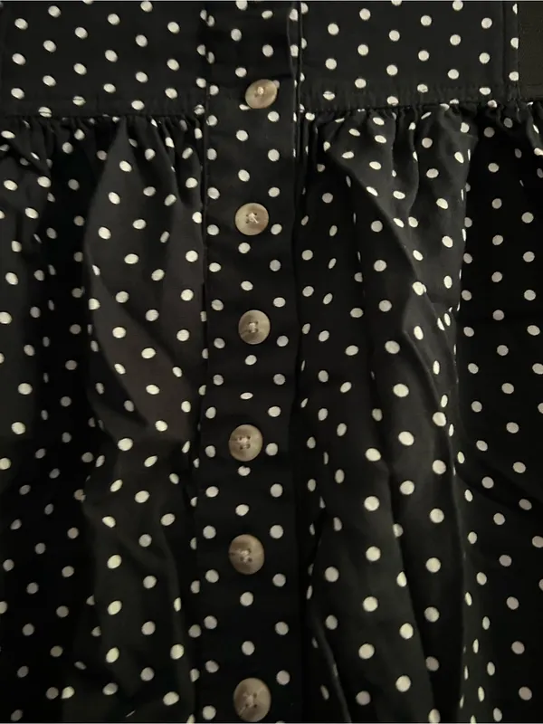 American Eagle Black Polka Dot Button-Front Skirt XS - Image 4