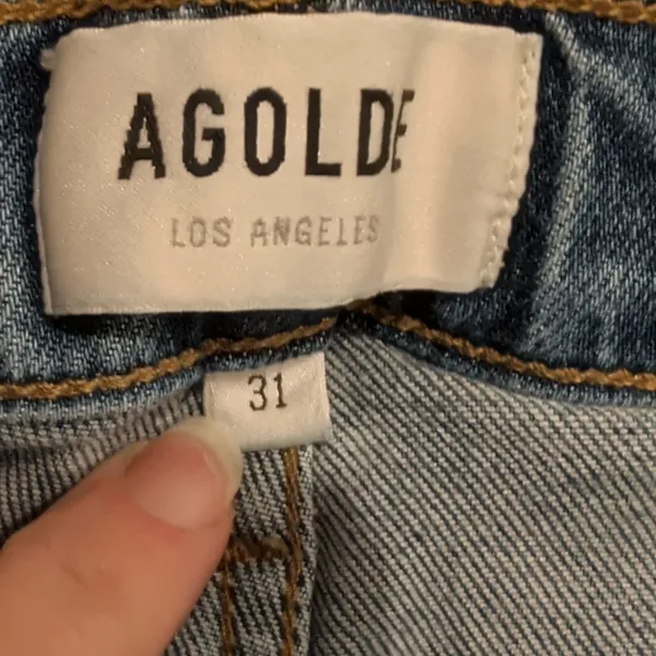 Agolde Los Angeles Distressed Straight Leg Crop Jeans Medium Wash Size 31 - Image 2