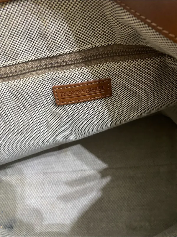 Dooney & Bourke Red Pebbled Mary Leather Shoulder Bag with Tan Strap - Image 7