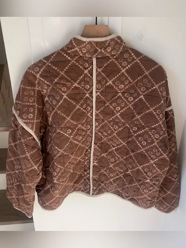 Free People Quilted Chloe Jacket in Brown - Image 4
