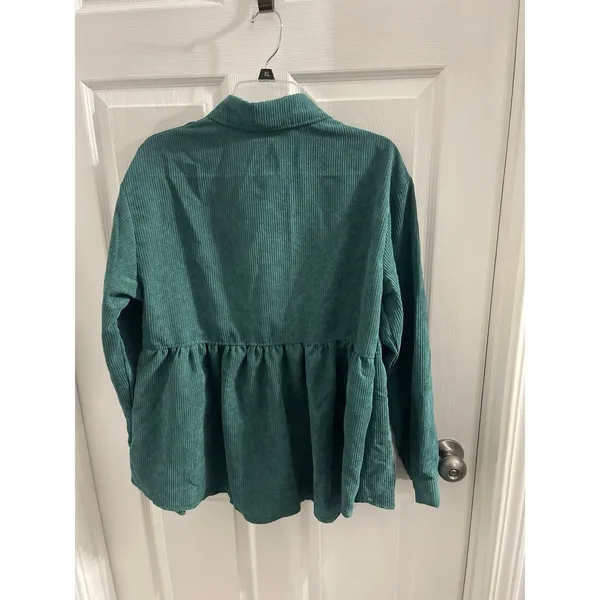 Inlawly Green Corduroy Peplum Shacket Size L - Image 4