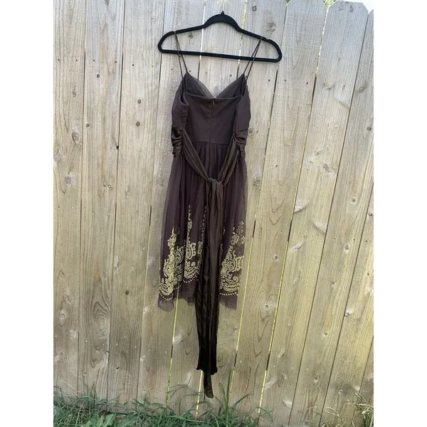 A.P.N.Y. Women's Brown Empire Waist Brown Gold Size 12 Fall‎ Mesh Satin Fairy - Image 7