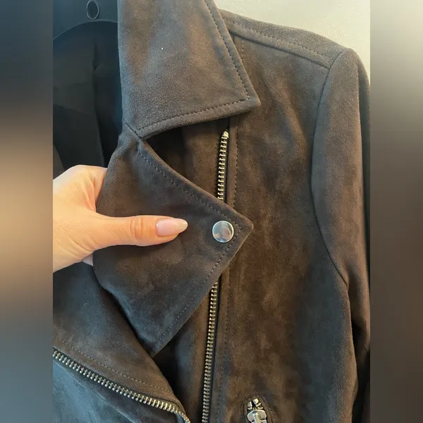 Sale! Topshop Genuine Coffee Brown Suede Moto Jacket Us6 - Image 8