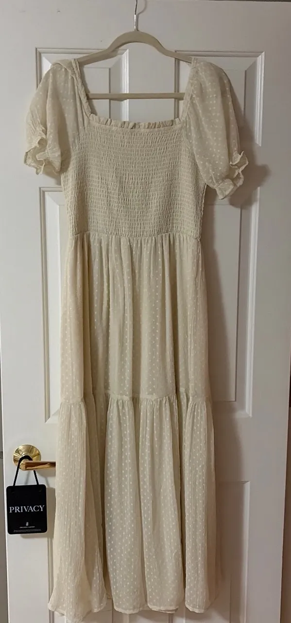 Cream Polka Dot Maxi Dress - Image 2