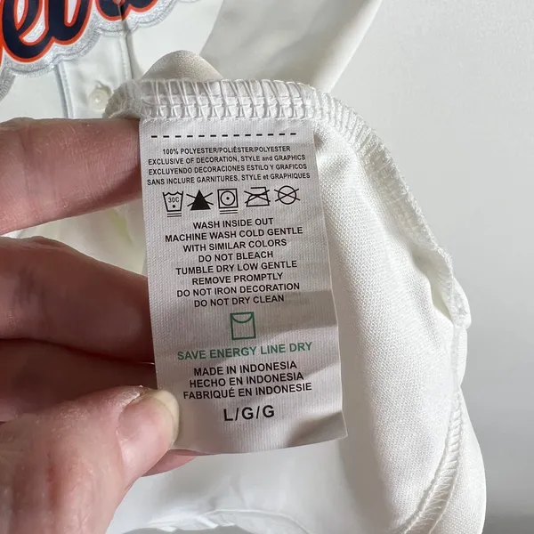 Majestic MLB Detroit Tigers Baseball Jersey Womens Large White Grey Glitter Logo - Image 7