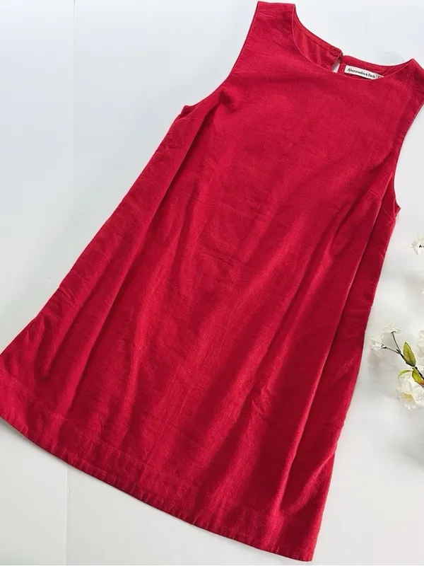 NEW Abercrombie & Fitch Women’s High-Neck Linen Blend Mini Red Dress - Image 6