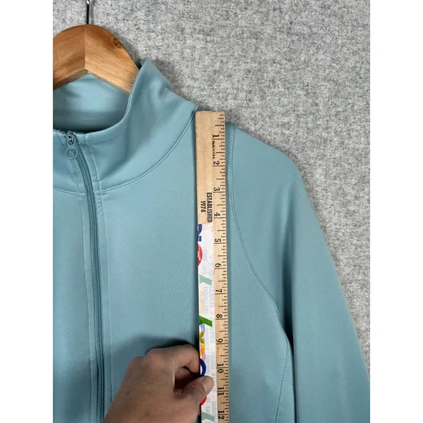 Layer 8 Medium Womens Zip Athletic‎ Top Long Sleeve Blue Golf Stretch Mock Neck - Image 8