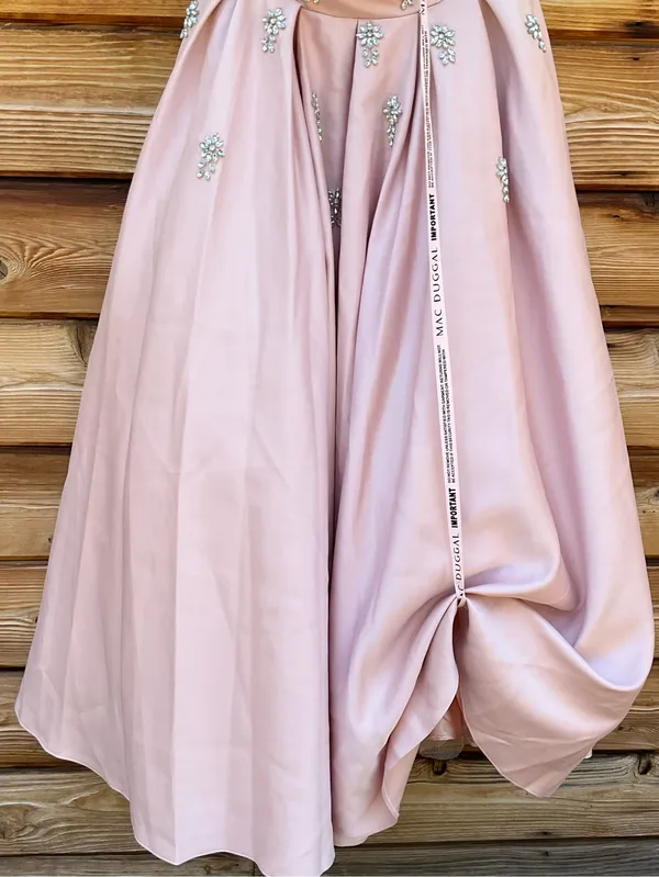 MAC DUGGAL Pink Size 8 Strapless Crystal Embellished Satin A-Line Dress Gown - Image 10