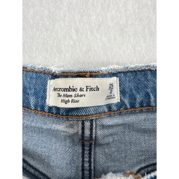 Abercrombie & Fitch High Rise Mom Shorts Light Wash Distressed Denim Size 26 2 - Image 2