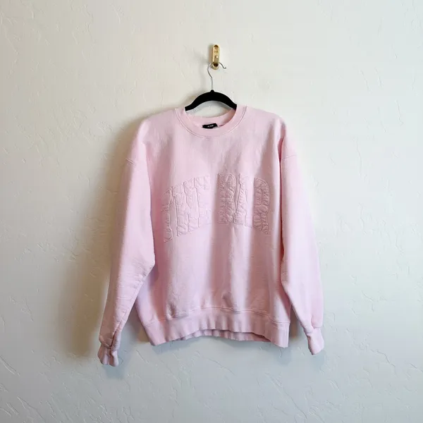 The Bar | SOLD OUT‎ Varsity Crewneck Cotton Sweatshirt in Blush / Pink - Image 7