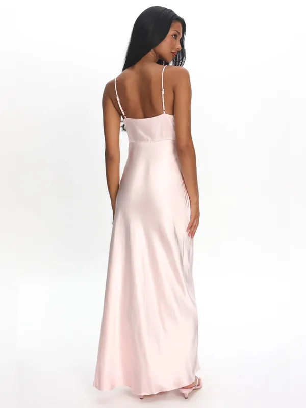 $115 NWT Selfie Leslie Marlie Side Pleat Maxi Dress Blush, L - Image 3